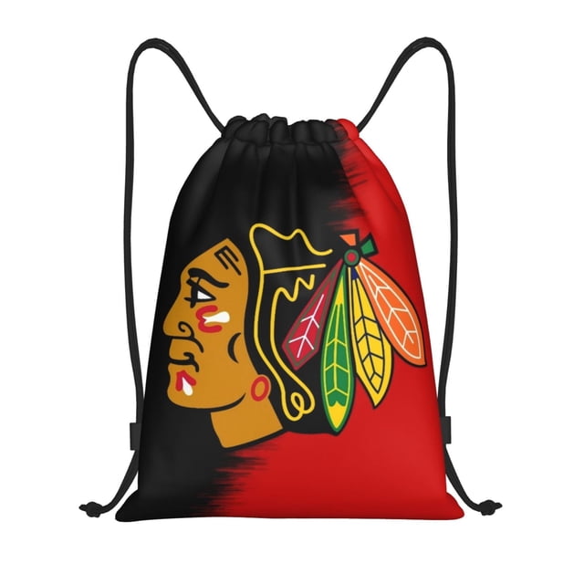 Bolsa con cordón clásica de los Blackhawks, plegable, para deportes, fitness, unisex, bolsa de viaje para deportes de playa, tamaño mediano