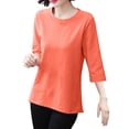 thumbnail image 6 of FRSASU T-Shirts for Women - Short Sleeve Basic Tees Solid Color Soft Crew Neck Loose Trendy Summer Casual Tops Orange, 6 of 7
