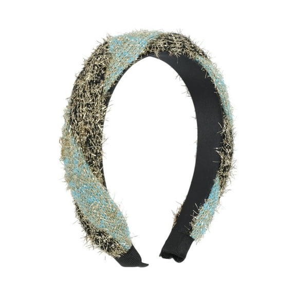 Unique Bargains 1 Pc Headband Gold Thread Cross Hair Accessories for Women Blue Black