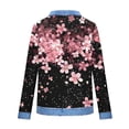 thumbnail image 4 of Long Sleeve Crewneck Pullover for Women Faux Denim Collar Leaf Print Sweatshirt Loose Fit Casual Graphic Top Soft Breathable Daily Wear Clothes, 4 of 5