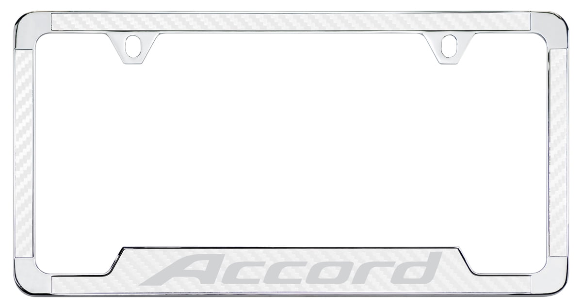 Honda Accord White Simulated Carbon Fiber License Plate Frame Holder