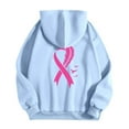 thumbnail image 6 of Full Zip Up Hoodie Women Cancer Awareness Pink Ribbon Sweatshirts 2025 Fall Winter Fashion Long Sleeve Casual Lightweight Actity Hooded Jacket (Sky Blue, XL), 6 of 6