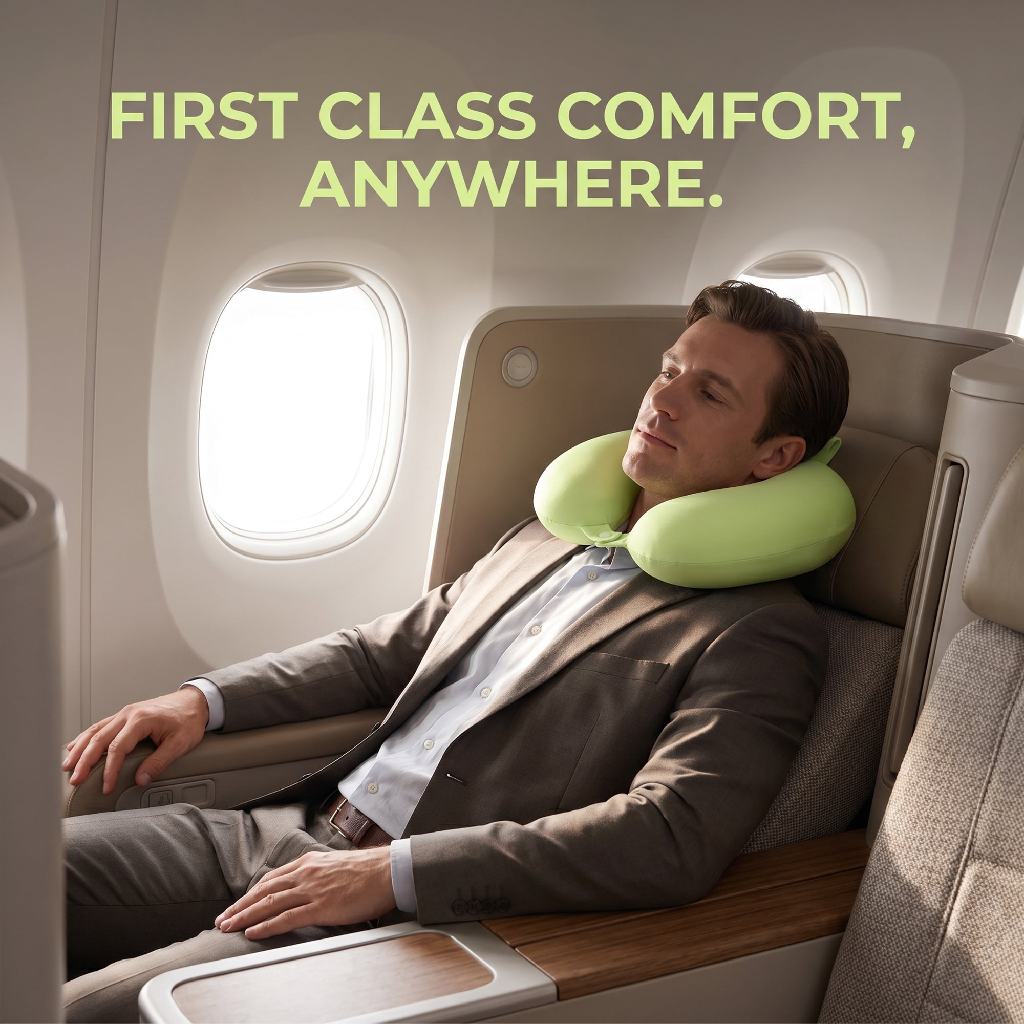Unique Bargains Memory Foam Travel U Shape Neck Pillow Head Rest Green 12"x12"x4"