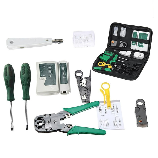 Riwcyla 9 in 1 LAN Network Fix Cable Tester Crimper Plier Hand Tool Kit Cat5 RJ45 RJ11 RJ12 Stripping Make Ethernet Connector Test