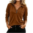 thumbnail image 3 of Jsaierl Women's Lightweight Sweatshirts Casual 1/4 Zip V Neck Sweatshirt Pullover Holiday Comfort Long Sleeve Tops Fall Clothes S-2XL, 3 of 7
