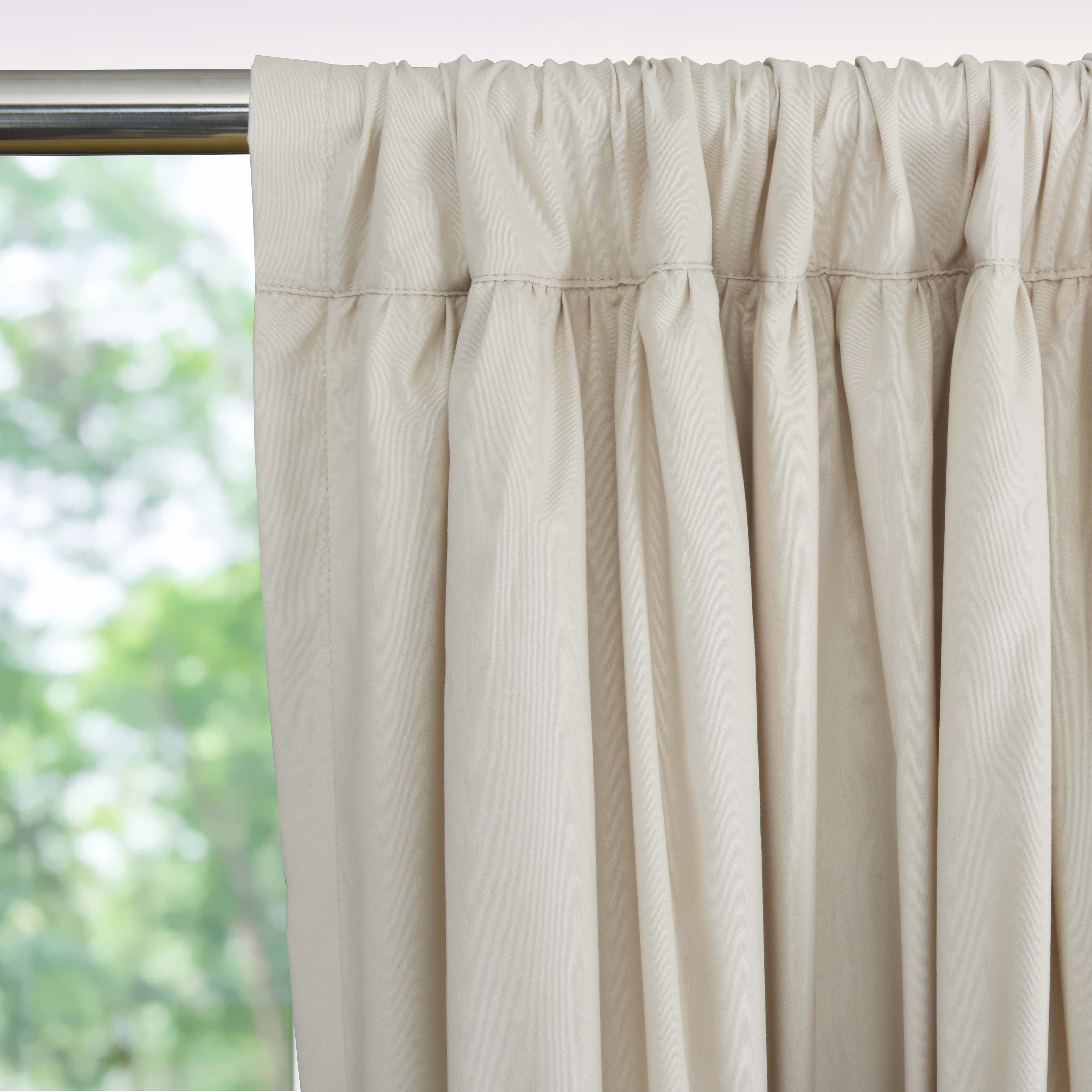 HIG Uptown Modern Camel Solid Print Geometric Rod Pocket Blackout Curtains, 54" x 84" (2 Panels)