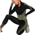 thumbnail image 3 of Chándal de entrenamiento para mujer Conjunto de 2 piezas Leggings de cintura alta y Top corto de manga larga Ropa deportiva de yoga con cremallera frontal Adepaton LRWJ007-18, 3 of 6