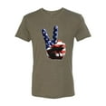 thumbnail image 2 of Wild Bobby, American Flag Peace Sign Hand Pop Culture Mens Premium Tri Blend T-Shirt, Military Green, Large, 2 of 3