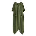 thumbnail image 6 of Zorckvet Womens Dresses Crewneck Linen Plus Size Summer Cotton Loose Dress for Women Fashion, 6 of 8