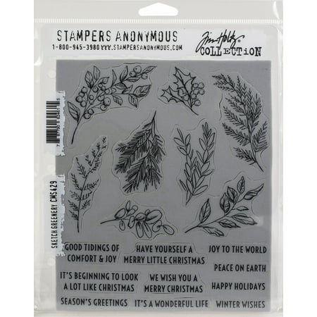 UPC: 0787790624615 | Tim Holtz Cling Stamps 7 X8.5 -Sketch Greenery