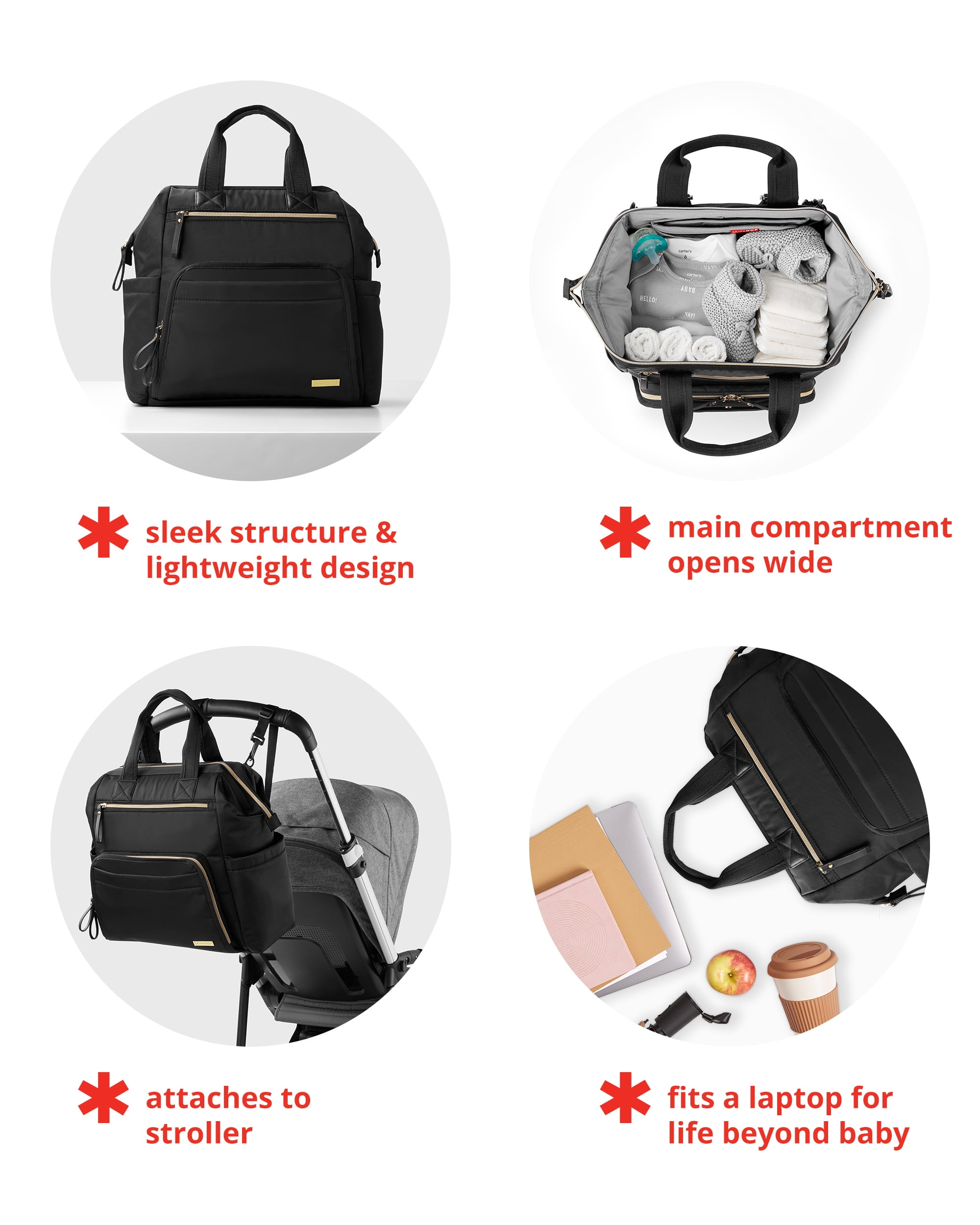Mainframe Wide Open Backpack Diaper Bag - Black