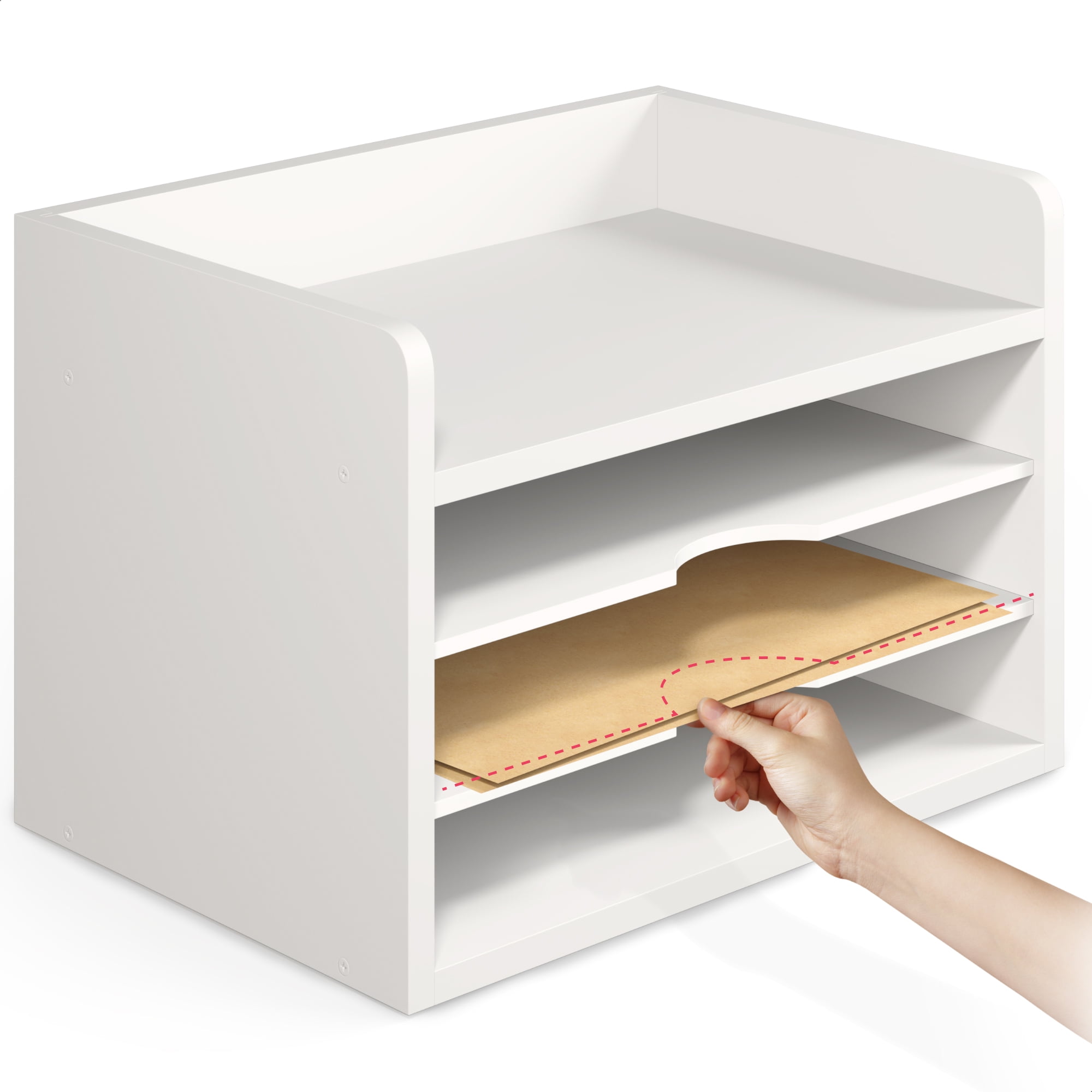 Ballucci 4-Tier Paper Organizer, Office Desk Organizer, Document Mail Sorter, White