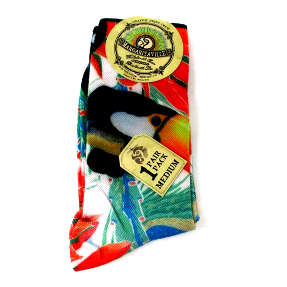 Margartitaville Graphic Print Crew Socks Toucan
