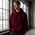 thumbnail image 3 of Dwellite Men's Oversized Hoodie Waffle Knit Sweatshirts Casual Hooded Pullover Athletic Hoodie with Pocket Wine XL, 3 of 8