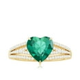 thumbnail image 4 of Rosec Jewels Designer Split Shank Ring with Lab Created Emerald and Diamond for Women (8 mm), 14K Yellow Gold, US 12.50, 4 of 9
