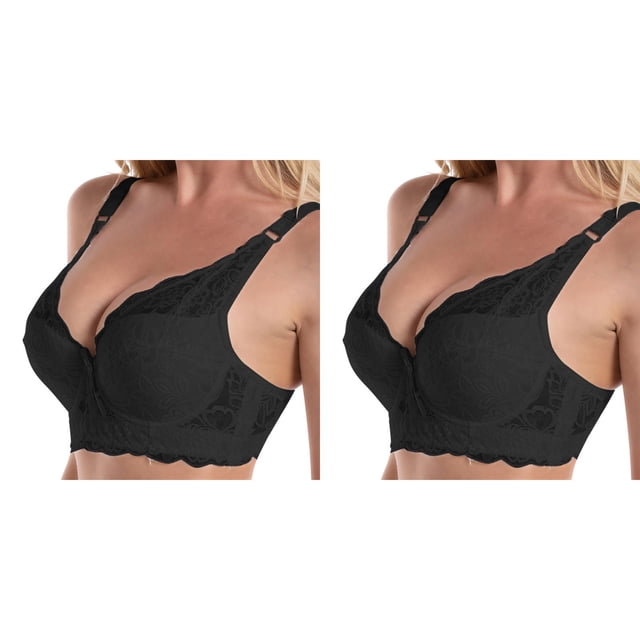 (Lot de 2) Rinsvye Soutien-Gorge en Dentelle Sans Fil Bretelles Réglables Rembourré Sport
