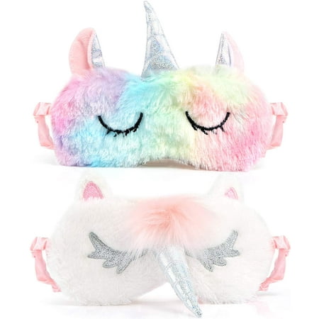 Naler 2Pcs Unicorn Sleeping Mask Cute Unicorn Blindfold Eye Cover for Women Girls Travel Nap Evening