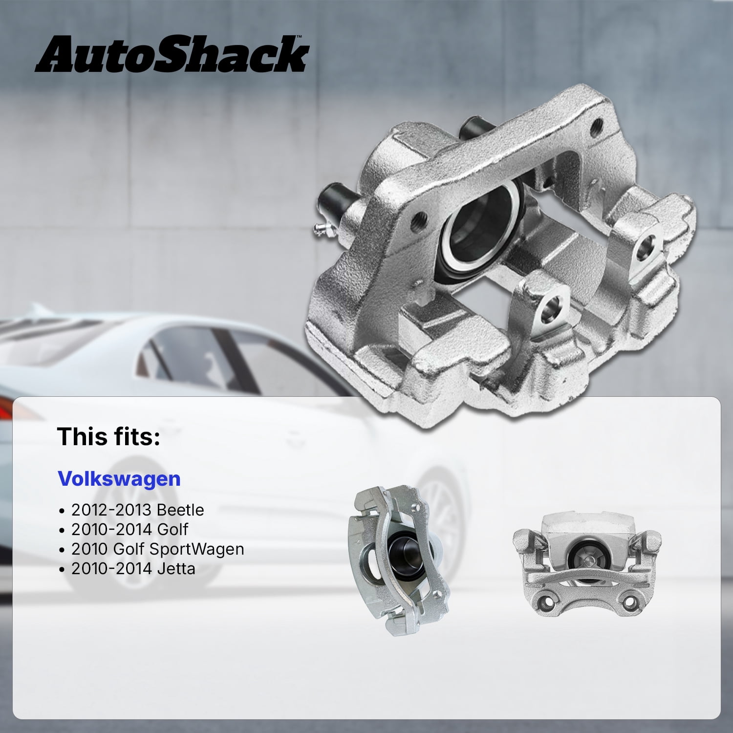 AutoShack Front & Rear Brake Calipers for Volkswagen, Jetta 2010-2014 Golf 2010-2014 Beetle 2012-2013, FWD L4 1.4L 2.0L L5 2.5L