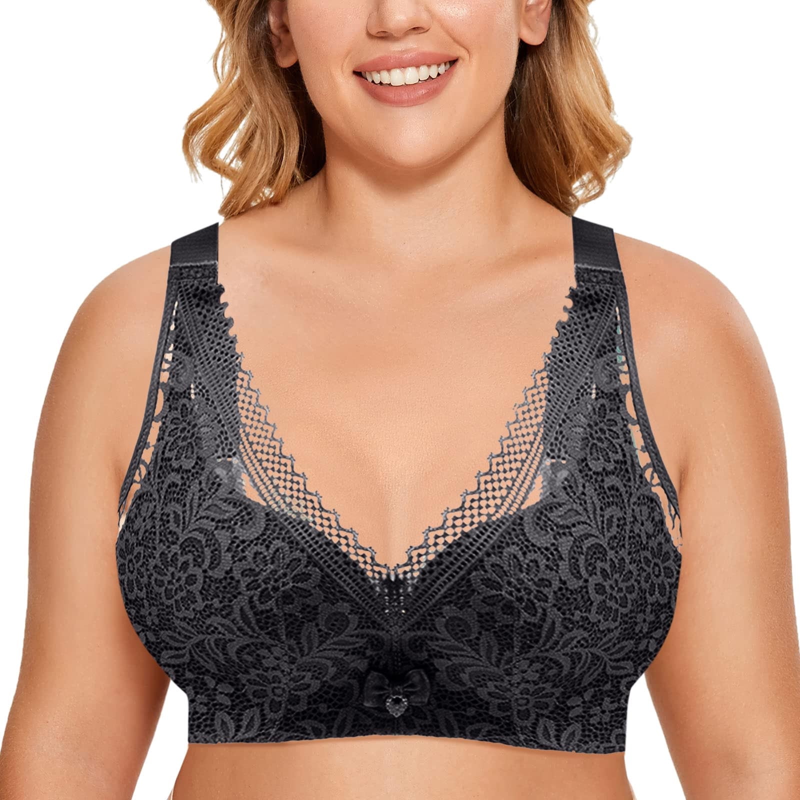 gvdentm Sticky Bra Minimizer Bras for Women Full Coverage,Unlined Non  Padded Lace Plus Size Underwire Bra for Big 