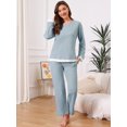 thumbnail image 2 of DARING DIVA Women's Soft Waffle Cotton Pajamas Long Sleeve with Pants Set M Blue, 2 of 7