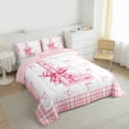 thumbnail image 3 of Feelyou Princess Initial Letter Full Size Comforter Sets, Bowknot Monogrammed L Bedding Comforter Set, Kawaii Cartoon Bow Reversible Bedding Sets, Luxury Bedroom Decor, 3pcs, 3 of 8