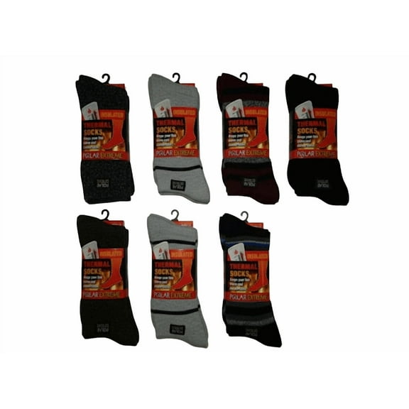Polar Extreme 2 Pack Men’s Thermal Socks – Ultra Warm, Brushed Lining, Assorted Colors