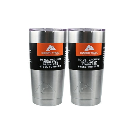 - Ozark Trail 20-Ounce Stainless Steel Double-Wall, Vacuum-Sealed x2 Tumbler Value Bundle