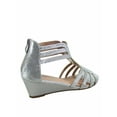thumbnail image 2 of forever Link Women's Peep Toe Rhinestone Gladiator Sandal, Low Wedge 2.0 Inch, Silver, 6.5, 2 of 2
