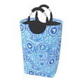 thumbnail image 2 of Waterproof Collapsible Laundry Hamper, Blue Paisley Pattern Aluminum Handle Laundry Bag Storage Basket, 50L, 2 of 6