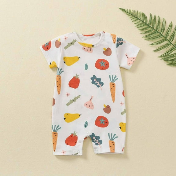 Summer Savings Clearance! Edvintorg New Born Baby Clothes Toddler Rompers Baby Girls Boys Short Sleeve Jumpsuit Romper 0-24 Months Cotton Infant Jumpsuit Cartoon Costume