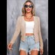 thumbnail image 4 of Chaqueta Cárdigan de Punto con Cuello en V y Larga para Mujer, Suéter Chal de Punto Sin Botones. Albaricoque S, 4 of 8