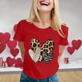 thumbnail image 2 of Women Summer Tops Ladies Fashion Casual Valentine's Day Print Outdoor Sports Round Neck Short Sleeve T Shirt Top Half Tee Womens Loose Fitting T Shirts Dress Tee Shirts Women plus Size Red 2XL, 2 of 5