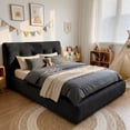 thumbnail image 5 of EnHomee Cloud Upholstered Bed Frame Full Size Boucle Platform Bed Frame with Button Design Headboard & Round Corner & Extra Pillow,Black, 5 of 7