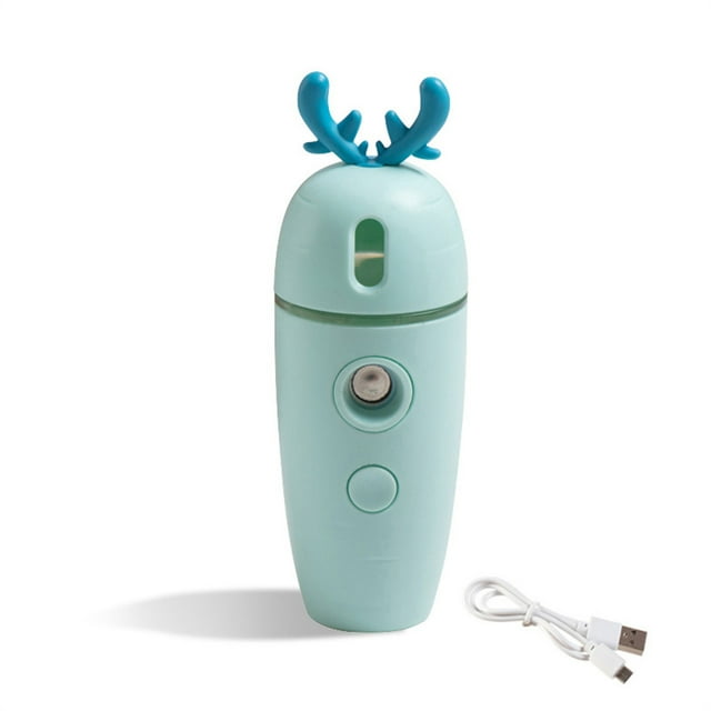 Langgg Mini Facial Humidifier 7 Color Gradient Light Mist Cooling Humidifier with 30ml Water Container, Animal 1, Blue
