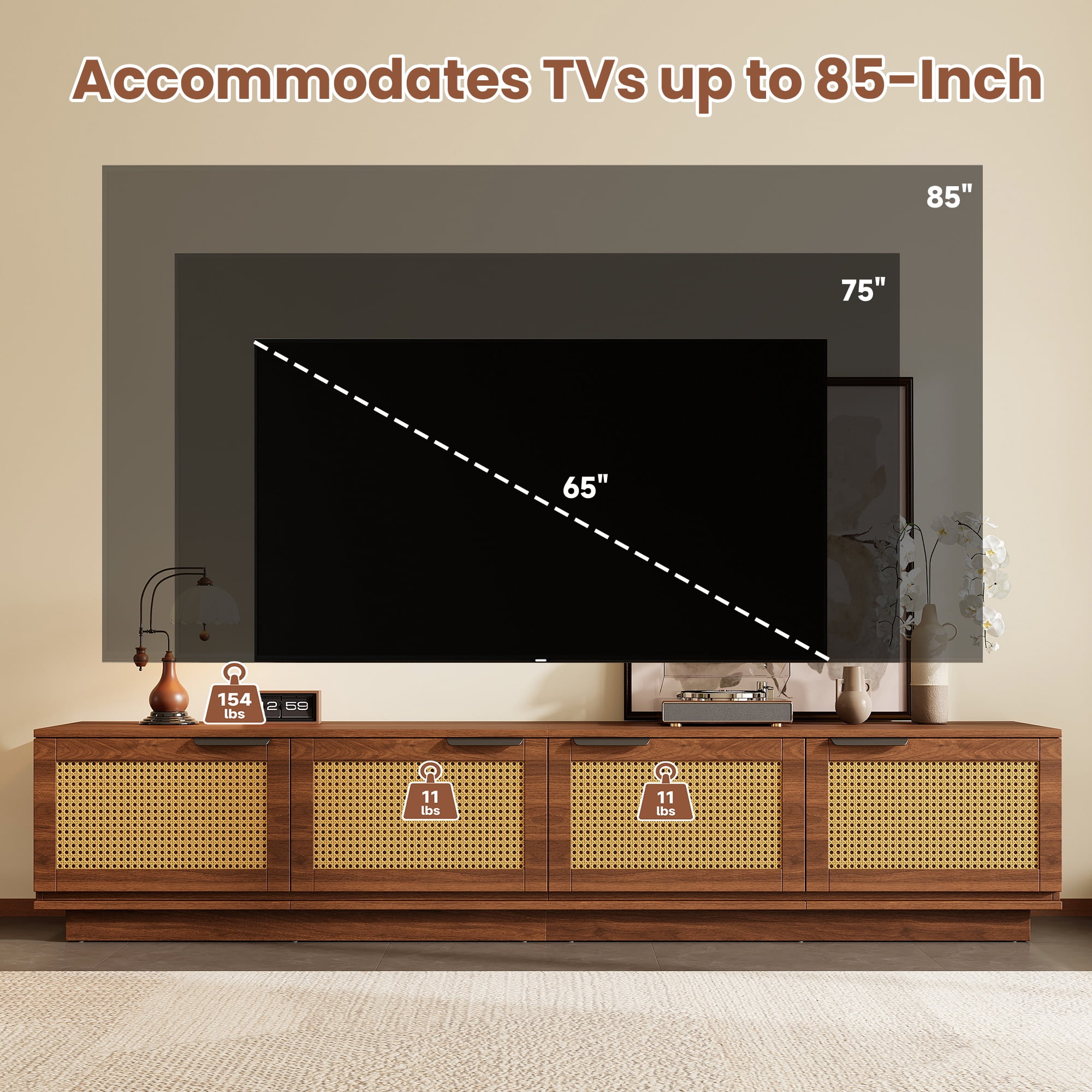 Homy Casa TV Media Console, Modern Entertainment Stand with Storage for Living Room