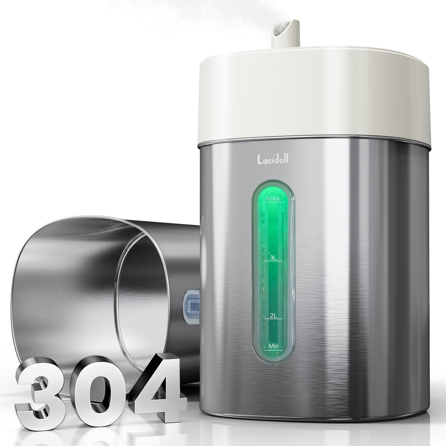 Stainless Steel Cool Mist Humidifier, 4L/1Gal Easy Clean, Dishwasher Safe, Quiet Humidifier for Bedroom, Baby Nursery, Rooms, up to 500 Sq ft