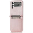 thumbnail image 3 of for Samsung Galaxy Z Flip 3 Phone Case with Card Holder, PC Hard Shockproof Back Cover Slim Durable Protective PU Leather Phone Case Cover for Samsung Galaxy Z Flip 3 5G PZ Rose Gold, 3 of 13