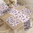 thumbnail image 2 of Ambesonne Flamingo Table Runner & Placemats, Modern Exotic Birds, Placemat 4 pcs + Runner 12"x90", Pale Blue Charcoal Grey, 2 of 2
