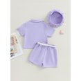 thumbnail image 4 of Bagilaanoe 3pcs Little Girl Skirt Set Set Short Sleeve Shirt Tops + Pleated Skirt + Hat 4T 5T 6T 7T Kids Casual Summer Outfits, 4 of 8