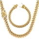 thumbnail image 3 of Conjunto de cadena de eslabones cubanos de Miami para hombres Acero inoxidable chapado en oro de 18 quilates 10/12 mm Pulsera de acera Collar Cadenas de diamantes, 3 of 5