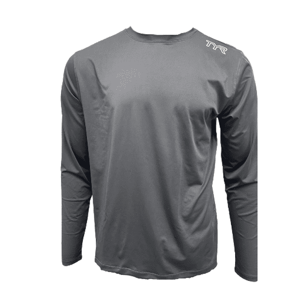 TYR Men's Standard Long Sleeve Sun Protection Performance T-Shirt UPF 50 (Black, Medium)