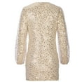 thumbnail image 5 of Herrnalise Women's Fashion Lantern Sleeve Sequins WaistedHip Long Sleeve V-Neck Dresses S-2XL, 5 of 6