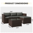 thumbnail image 3 of UDPATIO 5-Piece Patio Furniture Set,Outdoor Patio Furniture Set All-Weather Rattan Wicker Patio Conversation Set with Ottoman, Cushions & Glass Table for Garden & Backyard, Gray, 3 of 9