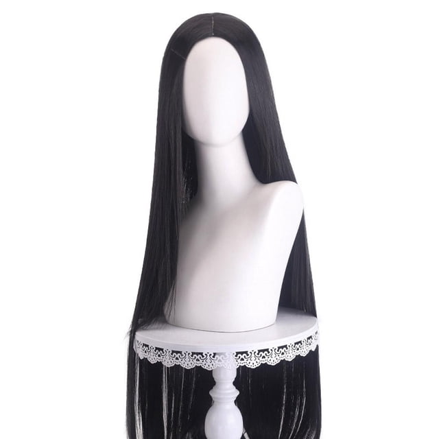 Long Straight Synthetic Wig, 100cm Lightweight & Breathable, Middle Part Realistic Hair Texture for Daily Wear & Cosplay, Comfortable Mesh Cap, Black