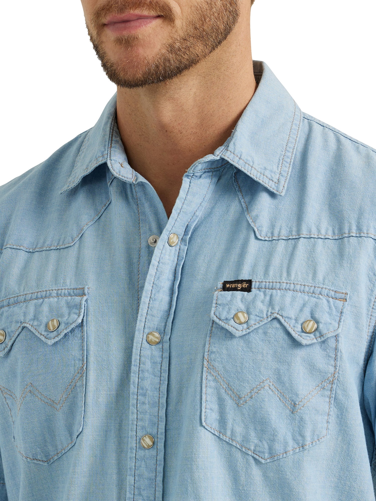 Wrangler® Men's Regular Fit Short Sleeve Chambray Shirt
