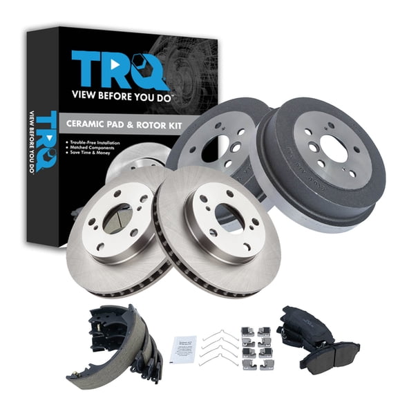 TRQ Front & Rear Brake Pad & Rotor,Shoe & Drum Kit Ceramic Fits 1992-2000 Toyota Camry