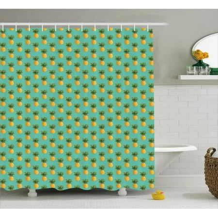 Fruit Shower Curtain Tropical Pineapples And Leaves Exotic Hawaiian Fruit Shower Curtain Tropical Pineapples And Leaves Exotic Hawaiian Cuisine Vintage Design Fabric Bathroom