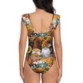thumbnail image 6 of Yiaed Welcom Fall Print Women's Ruffled One Piece Swimsuit V Neck Swimwear Slimming Monokini for Woman-Large, 6 of 8