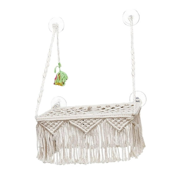 Hamaca de macramé para gatos Sunnimix Cesta de tapiz tejida a mano colgante bohemio 48,5 cm x 22 cm