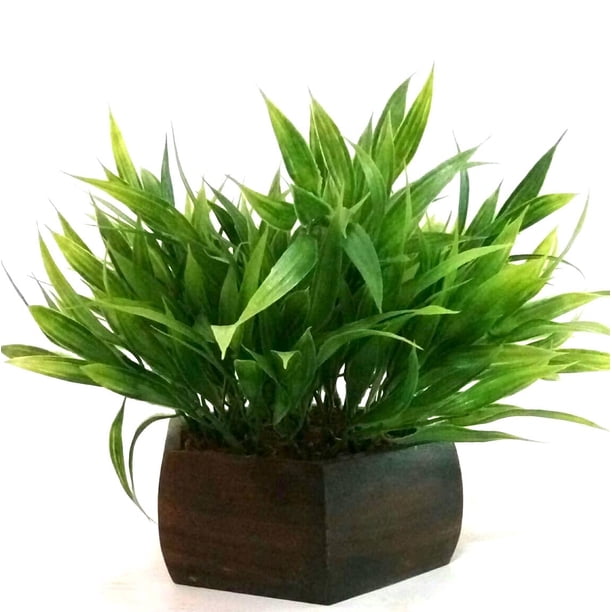Dekorly Artificial Lucky Mini Potted Bamboo Plants Plastic Fake Green